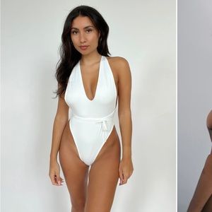 The 437 Johnson Bridal swimsuit/ including bow.